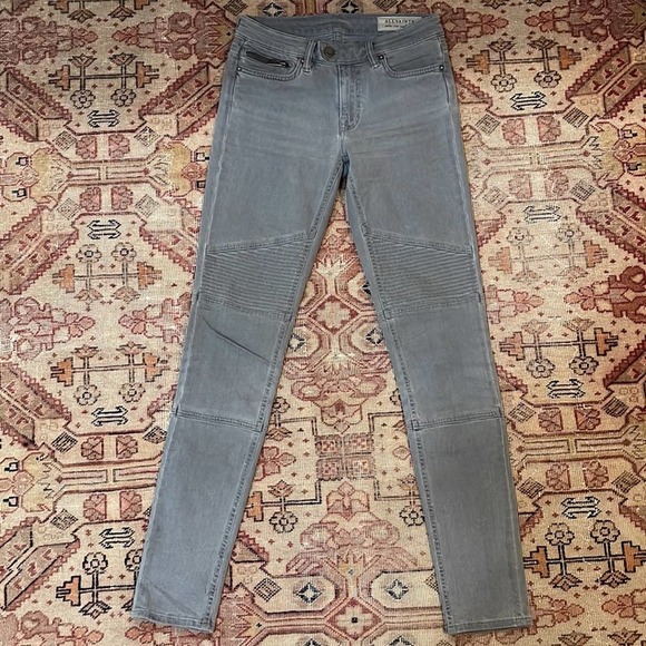 ALLSAINTS BIKER LIGHT GRAY MOTO SKINNY JEANS 26 - Picture 3 of 6